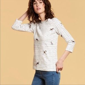 Joules White and Black Striped Long Sleeve Tee